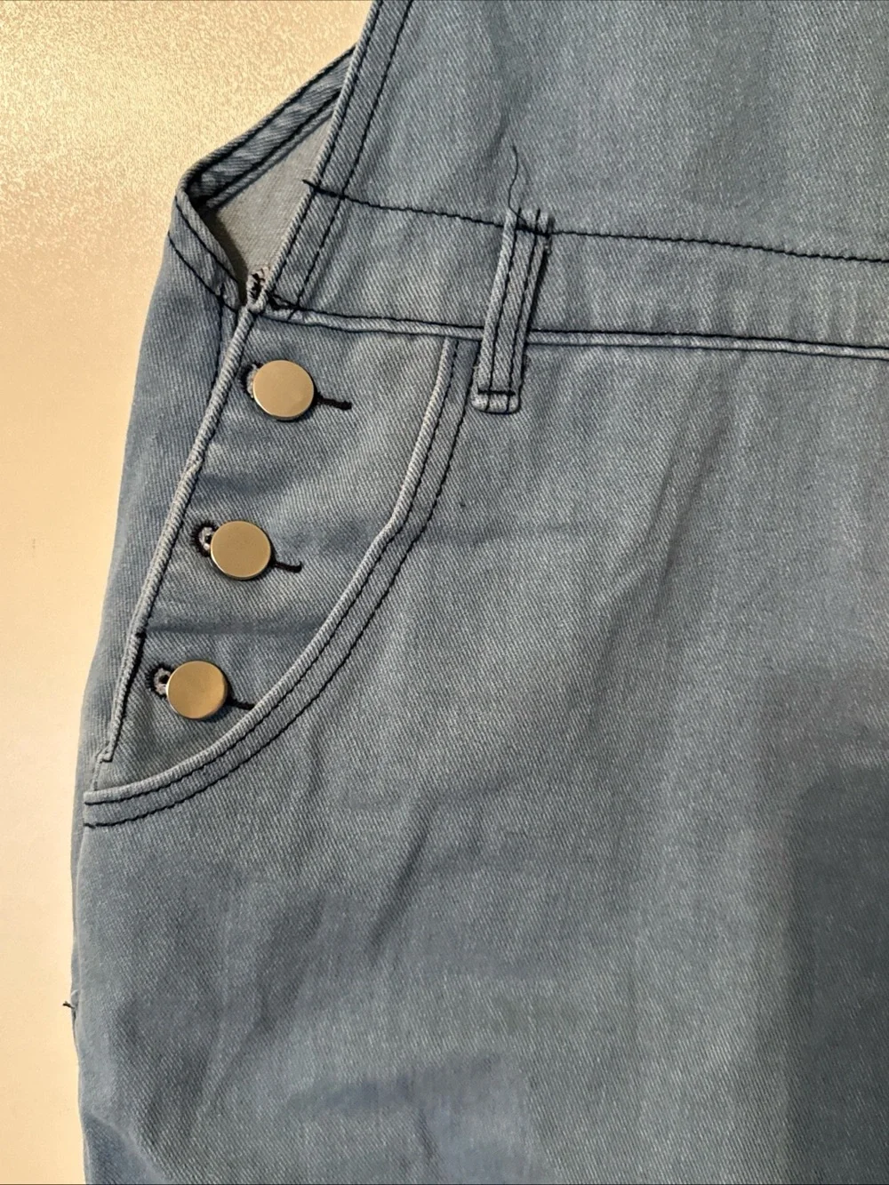Light Blue Denim Overalls - Women's Casual Jumpsuit